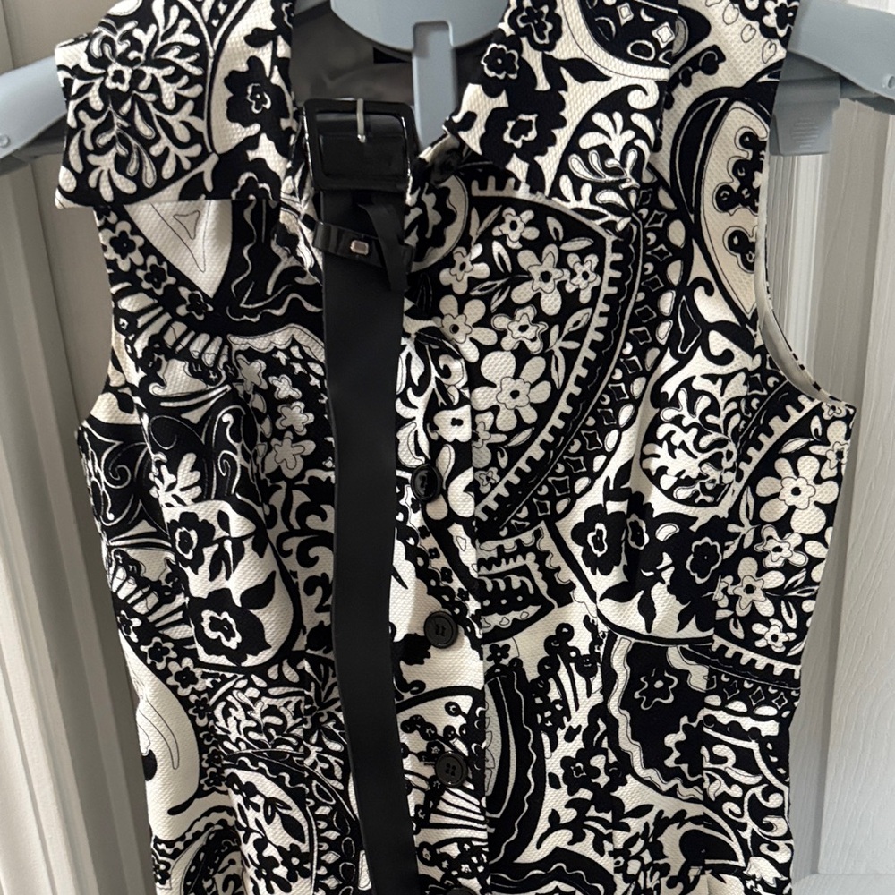 Rickie Freeman Teri Jon Black and White Paisley Dress 4 - Picture 8 of 9